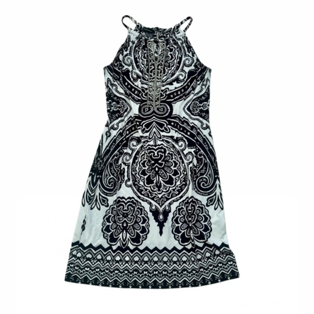 INC International Concepts Black and White Midi Dress
